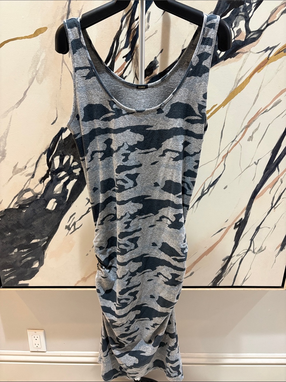 Monrow Grey and Black Camo Tank Dress